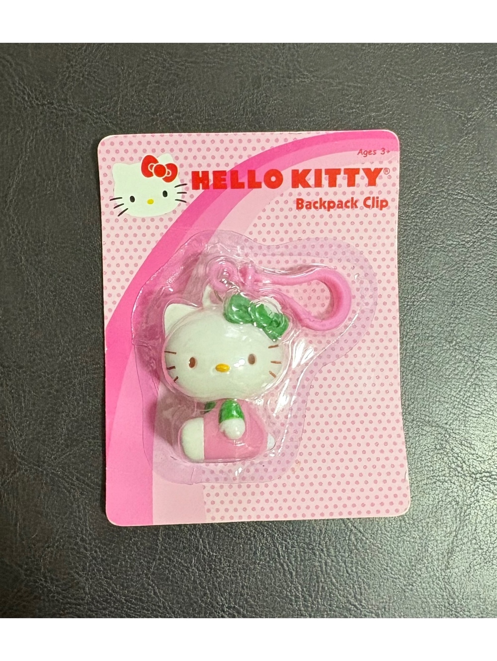 Hello Kitty Backpack Clip with Pink and Green Bow